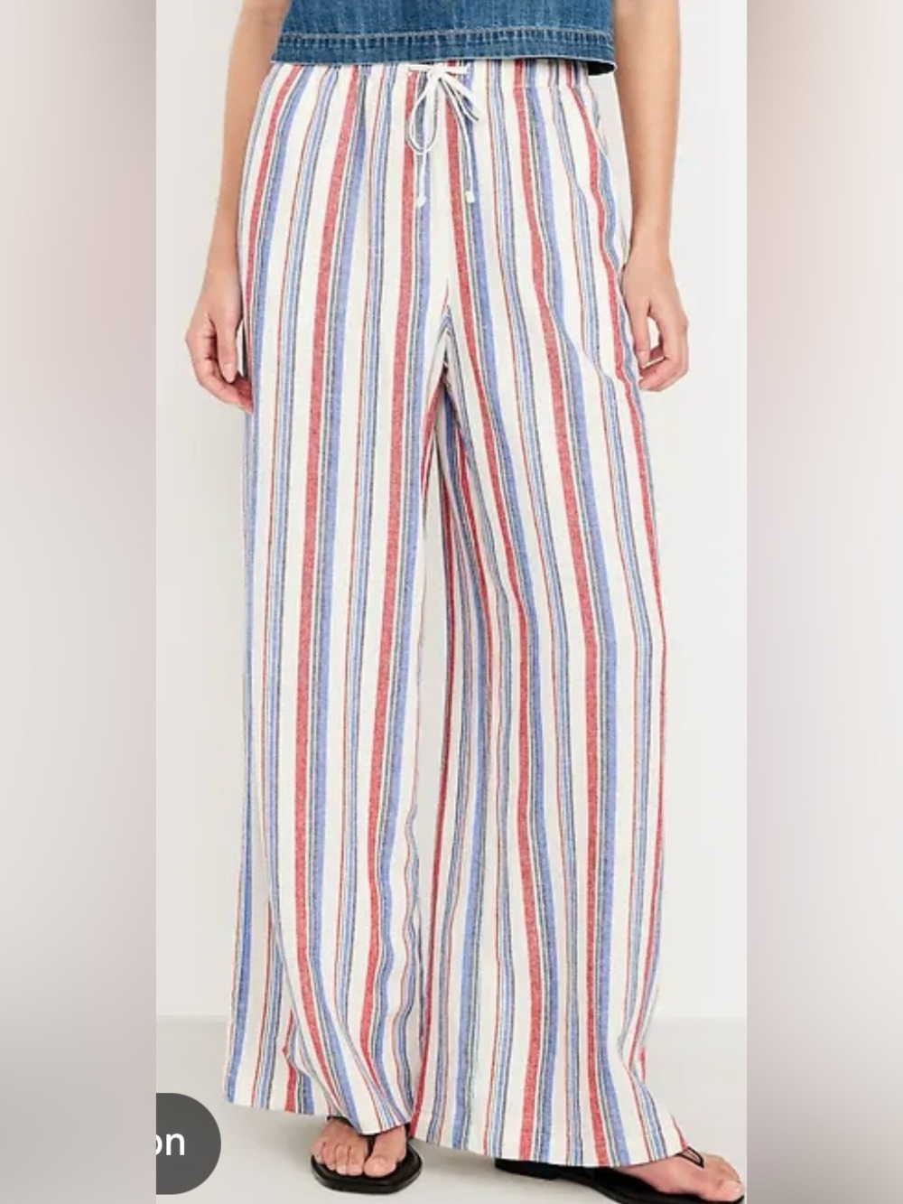 Old Navy Linen Blend Striped Blue/Relaxed Wide Leg Women’s Small Pants